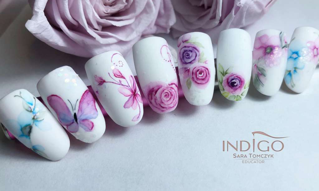 Watercolour nail artwork