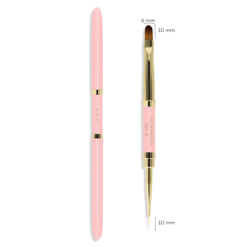 Julia Nessa Slim Gel Brush 10mm/6mm - Pink