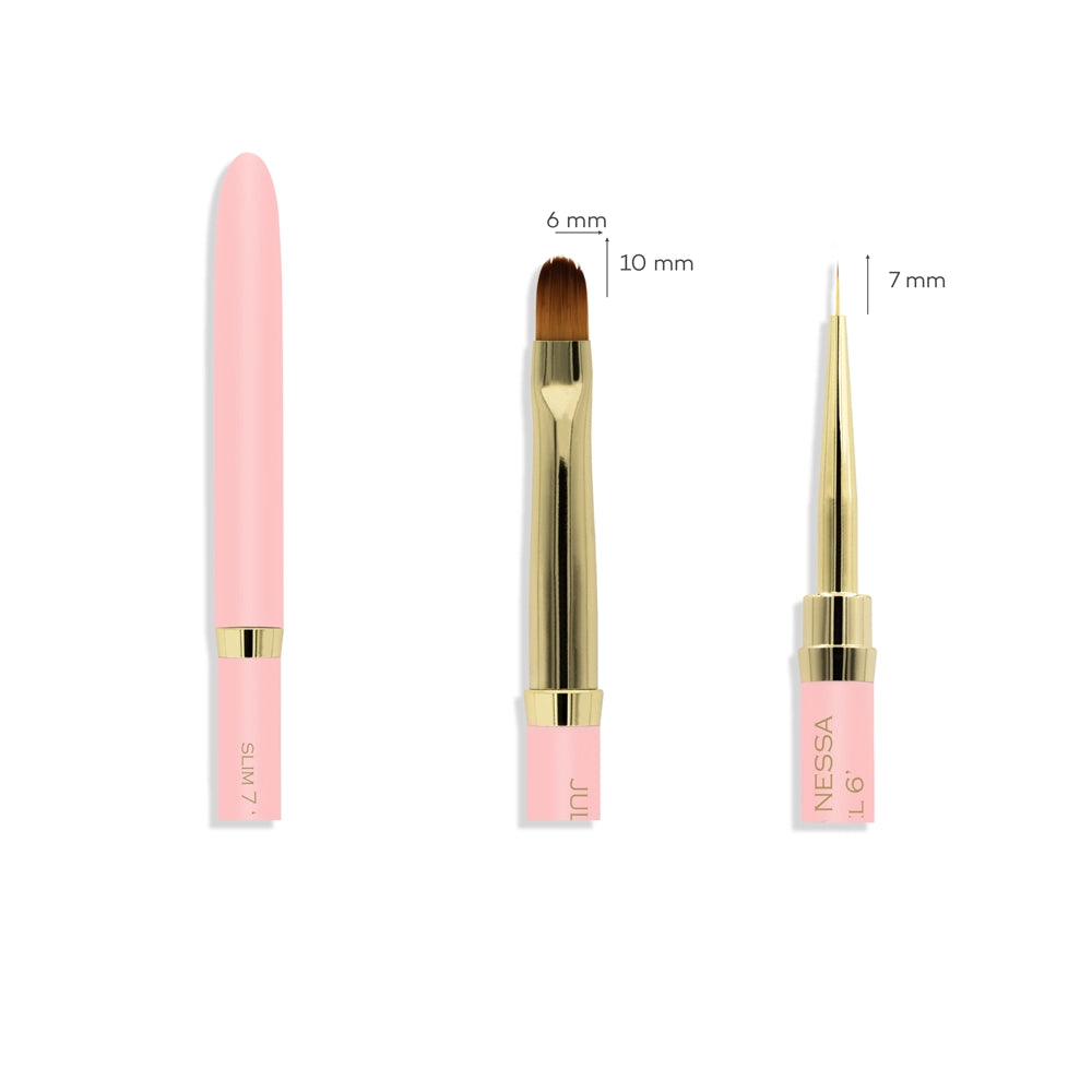 Julia Nessa Slim Gel Brush 7mm/6mm Pink