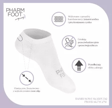 Pharm Foot Bamboo Prophylactic Socks with Silver Ions - White