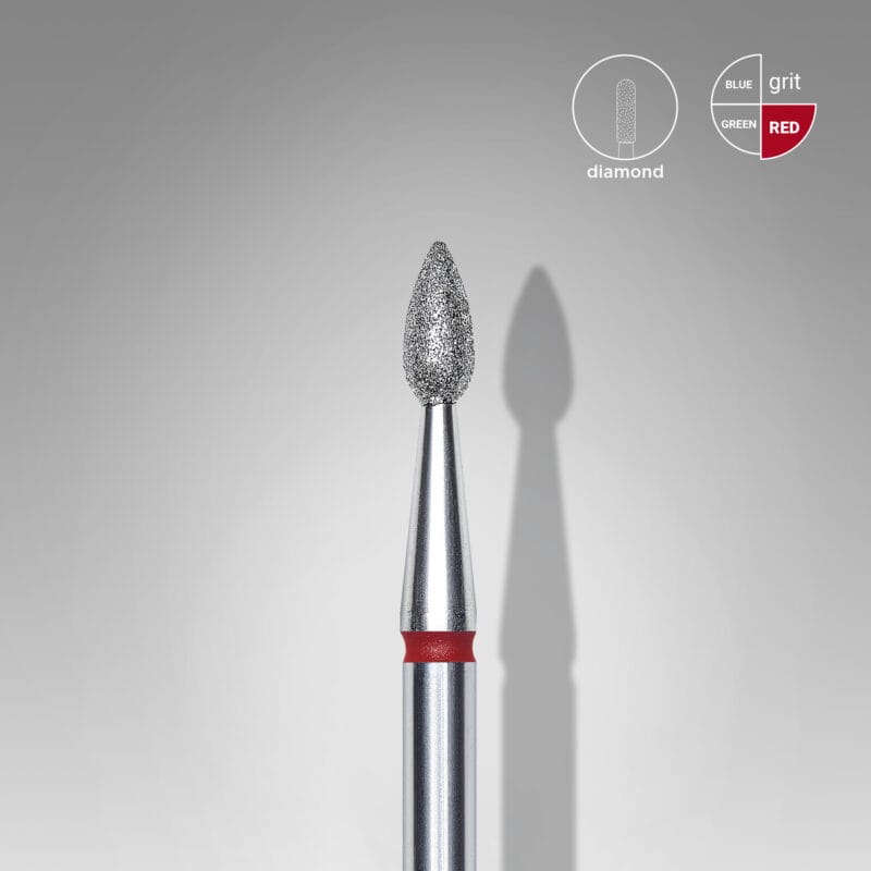 Diamond Nail Drill Bit, “Drop” , Red, Head Diameter 2,3 mm/ Working Part 5mm FA40R023/5