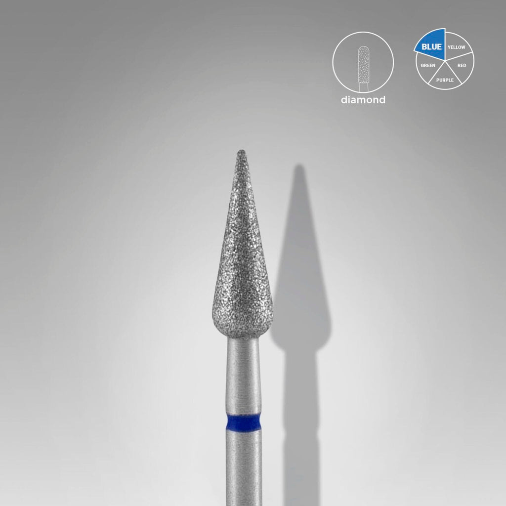 Diamond Nail Drill Bit Pointed Pear Blue EXPERT Head Diameter 4mm/Working Part 12mm FA100B040/12