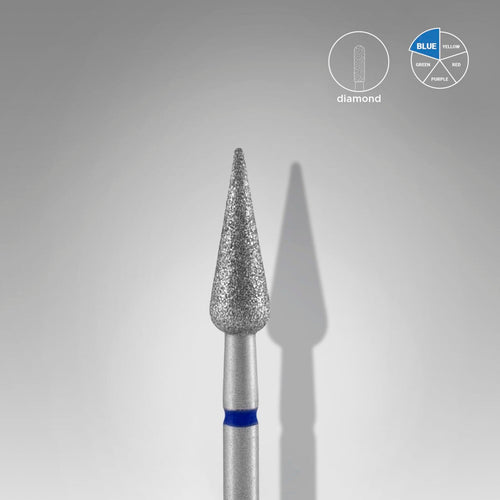 Diamond Nail Drill Bit Pointed Pear Blue EXPERT Head Diameter 4mm/Working Part 12mm FA100B040/12