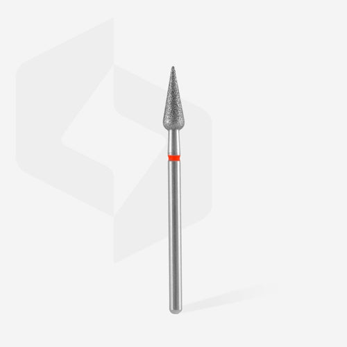 Diamond Nail Drill Bit Pointed Pear Red EXPERT Head Diameter 4mm/Working Part 12mm FA100R040/12