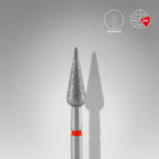 Diamond Nail Drill Bit Pointed Pear Red EXPERT Head Diameter 4mm/Working Part 12mm FA100R040/12