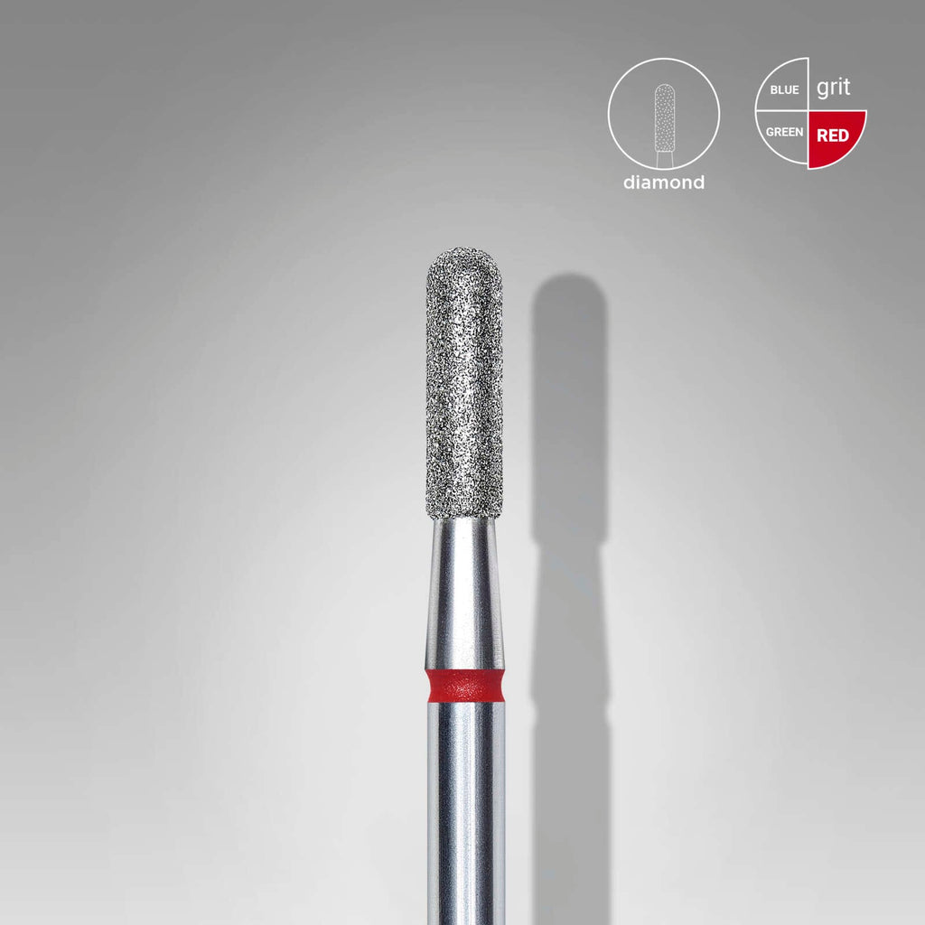 Diamond Nail Drill Bit Rounded Cylinder Red EXPERT Head Diameter 2,3mm/Working Part 8mm FA30R023/8