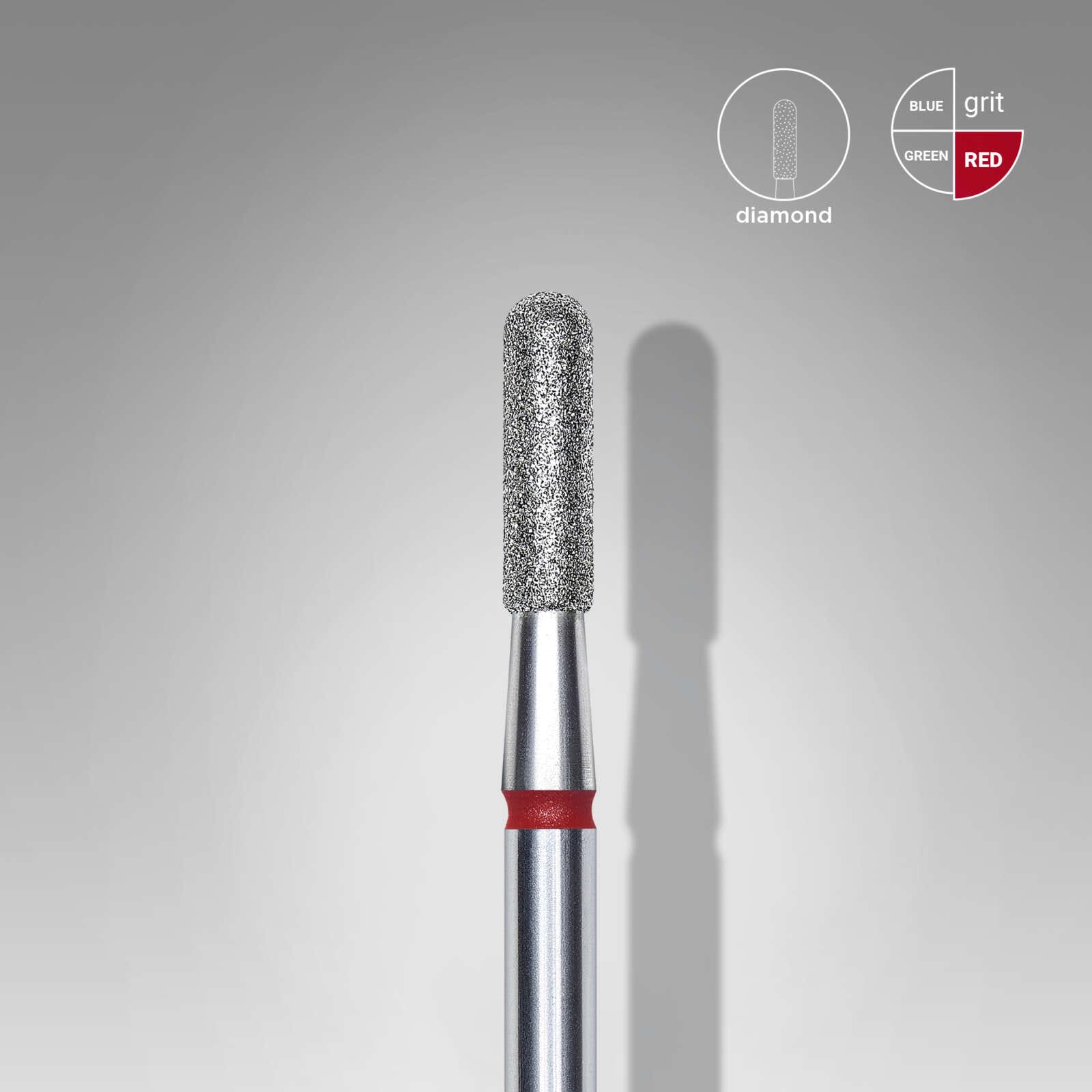 Diamond Nail Drill Bit Rounded Cylinder Red EXPERT Head Diameter 2,3mm/Working Part 8mm FA30R023/8