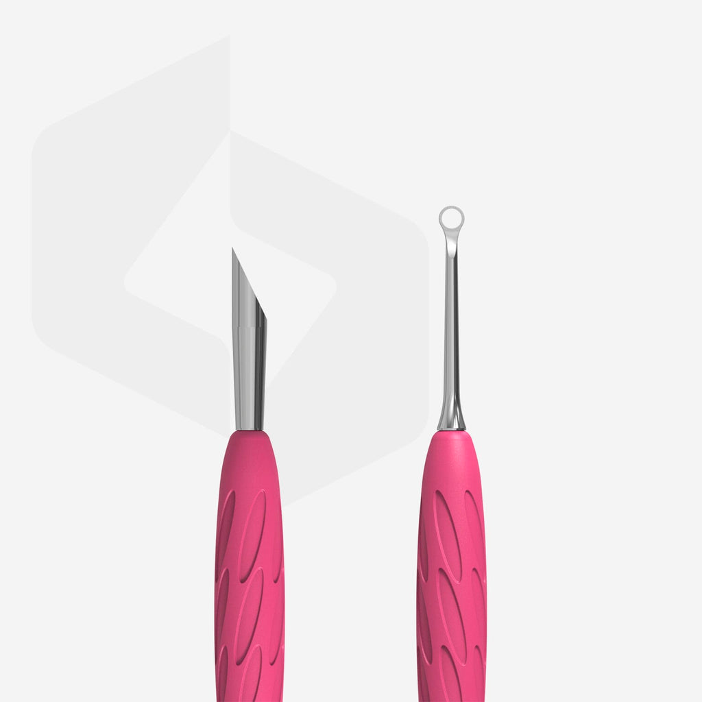 Manicure Pusher Gummy With Silicone Handle UNIQ 11 TYPE 2 Beveled & Loop Pusher PQ-11/2