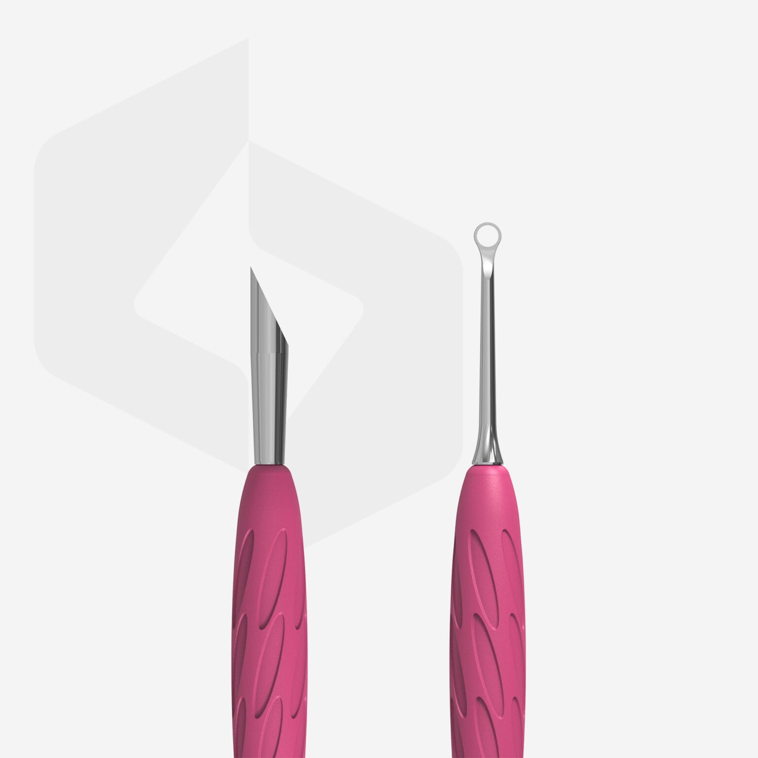 Manicure Pusher Gummy With Silicone Handle UNIQ 11 TYPE 2 Beveled & Loop Pusher PQ-11/2