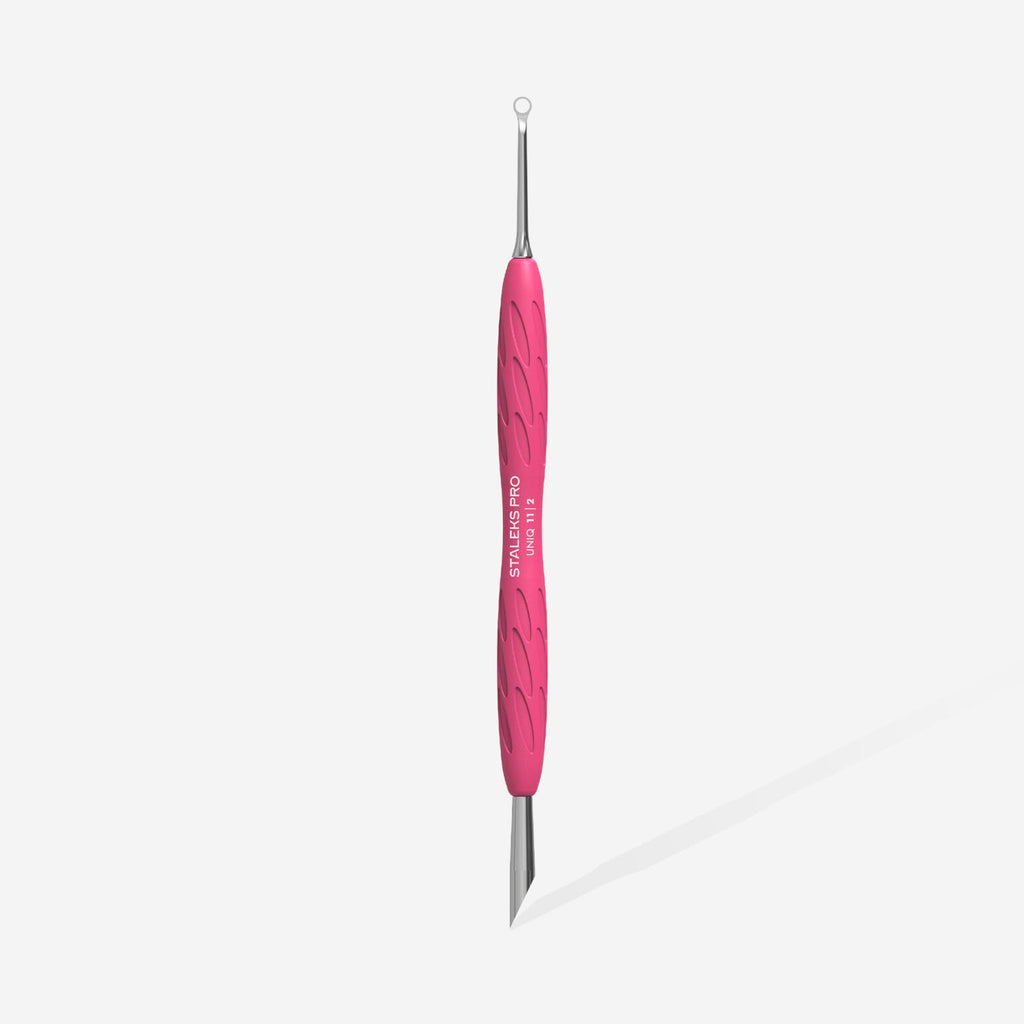 Manicure Pusher Gummy With Silicone Handle UNIQ 11 TYPE 2 Beveled & Loop Pusher PQ-11/2