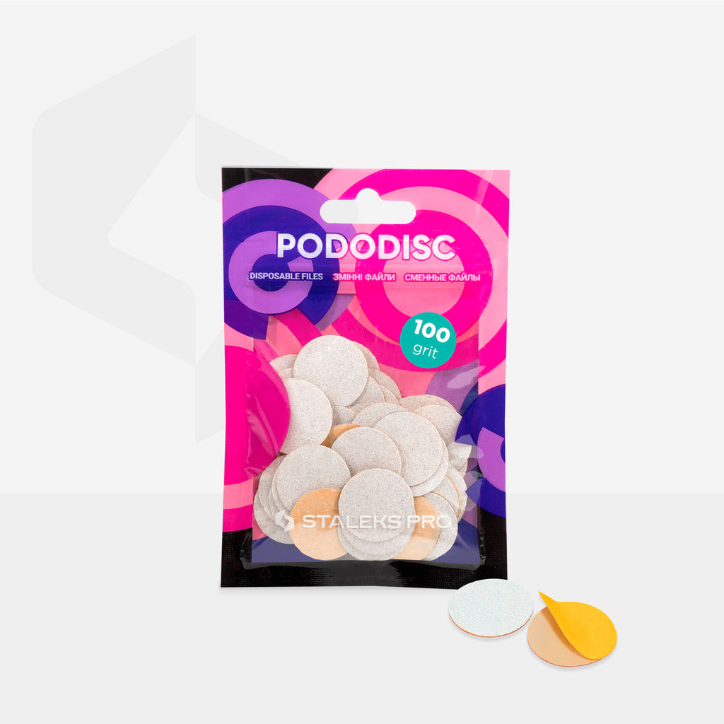 White refill pads for pedicure disc Pododisc Staleks Pro M, 100 grit (50 pc) PDF-20-100w