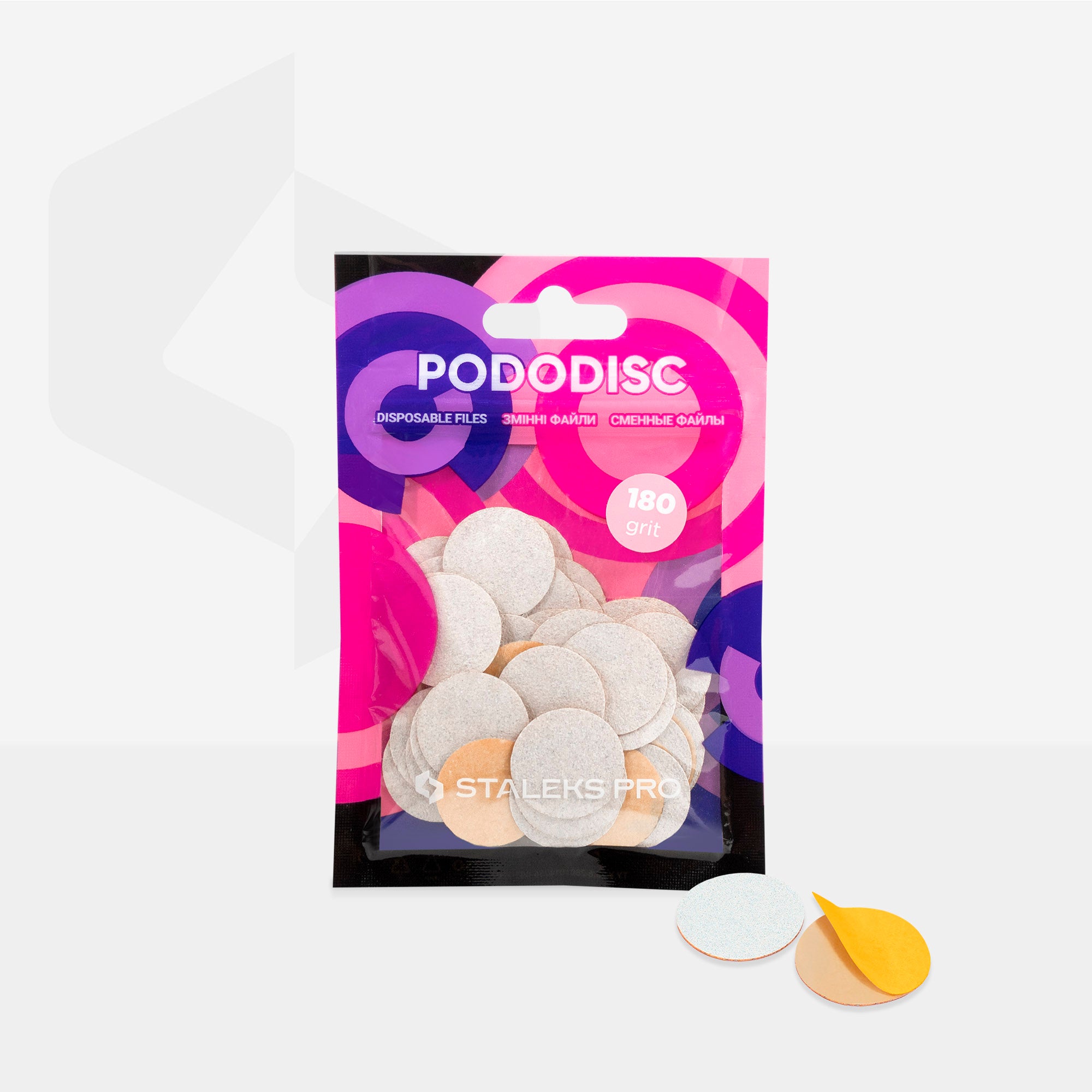 White refill pads for pedicure disc Pododisc Staleks Pro M, 180 grit (50 pc) PDF-20-180W